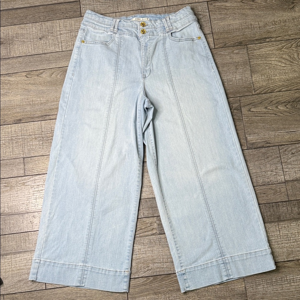 Anne Klein Light Denim Wide-Leg Jeans